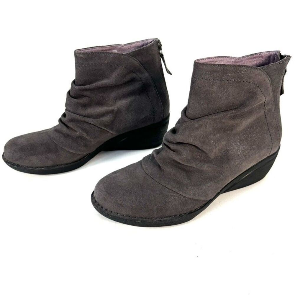 Dansko Shoes Womens 38 US 7 Arisa Shimmer Gray Suede Slouch Back Zip Ankle Boots